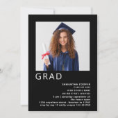 Invitation Photo minimaliste 2022 Graduation Noir (Devant)