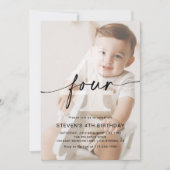 Invitation Photo minimaliste 4ème fête d'anniversaire (Devant)