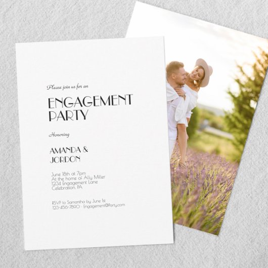 Invitation Photo minimaliste Art déco moderne