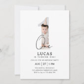 Invitation Photo minimaliste Boho 1er Brithday (Devant)