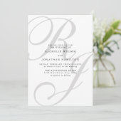 Invitation Photo minimaliste chic noir Mariage Monogramme bla (Debout devant)