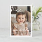 Invitation photo minimaliste d'anniversaire modern (Debout devant)