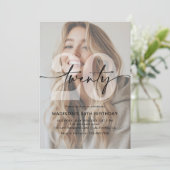 Invitation Photo minimaliste fête d'anniversaire 20e (Debout devant)