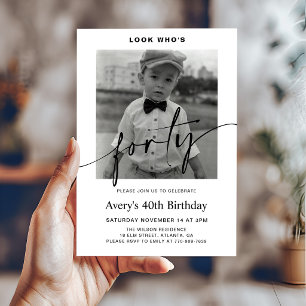 Invitation Photo minimaliste homme moderne 40e anniversaire