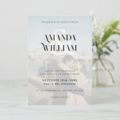 Invitation Photo minimaliste Mariage simple noir et blanc (Debout devant)