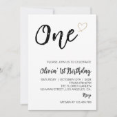 Invitation photo minimaliste moderne 1er anniversa (Devant)