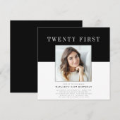 Invitation Photo minimaliste moderne 21e anniversaire (Devant / Derrière)
