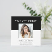 Invitation Photo minimaliste moderne 21e anniversaire (Debout devant)