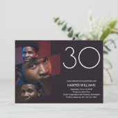 Invitation Photo minimaliste moderne 30e anniversaire (Debout devant)