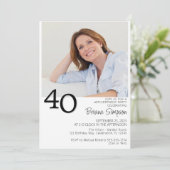 Invitation Photo minimaliste moderne 40e anniversaire (Debout devant)