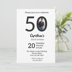 Invitation Photo Minimaliste Moderne 50e Anniversaire