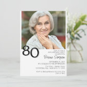Invitation Photo minimaliste moderne 80e anniversaire (Debout devant)