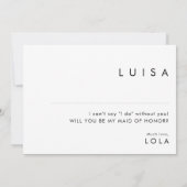 Invitation Photo minimaliste moderne de la proposition d'honn (Dos)