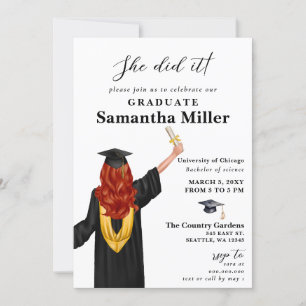 Invitation Photo Minimaliste Moderne Elle L'A Fait Diplôme