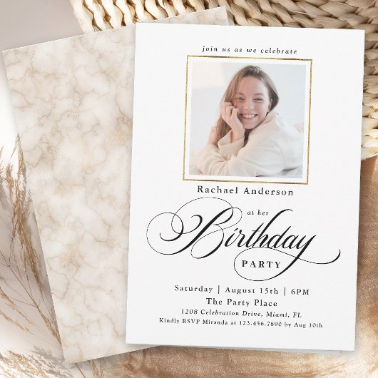 Invitation Photo minimaliste moderne fête d'anniversaire
