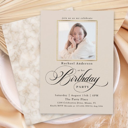 Invitation Photo minimaliste moderne fête d'anniversaire