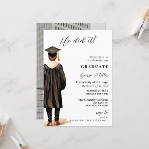 Invitation Photo minimaliste moderne il l'a fait graduation