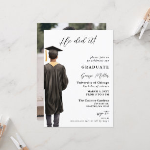 Invitation Photo minimaliste moderne il l'a fait graduation