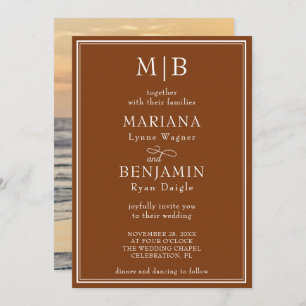 Invitation Photo minimaliste moderne Mariage Brown