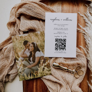 Invitation Photo minimaliste moderne Mariage de code Qr