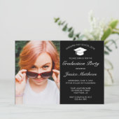 Invitation Photo minimaliste moderne noir blanc (Debout devant)