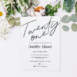 Invitation Photo minimaliste moderne noir blanc surprise 21e<br><div class="desc">Un 21ème anniversaire noir et blanc tendance,  moderne et minimaliste,  avec un script élégant.,  ajoutez votre photo à l'arrière,  en faisant 21 ans ! ! Bonne fête d'anniversaire surprise ! Contactez-moi pour changer le mot vingt et un. Vous pouvez facilement changer toutes les couleurs !</div>
