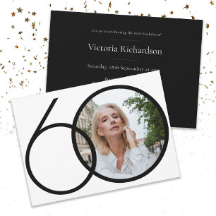 Invitation Photo Minimaliste noir blanc 60e anniversaire