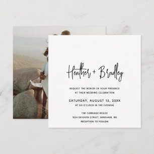 Invitation Photo minimaliste noir et blanc Mariage moderne