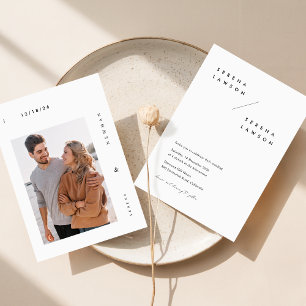 Invitation Photo minimaliste noir et blanc Mariage moderne