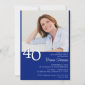Invitation Photo minimaliste Royal Blue moderne 40e anniversa (Devant)