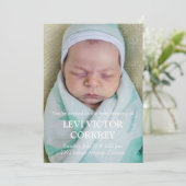 Invitation Photo minimaliste + Texte blanc Bénédiction de béb (Debout devant)