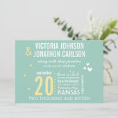 Invitation Photo Mint et Jaune Mariage de typographie moderne (Debout devant)