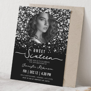Invitation PHOTO Minuit Glam Douzième Anniversaire Argenté
