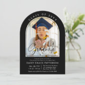 Invitation Photo Modern Arch Graduate Script Graduate Party (Debout devant)