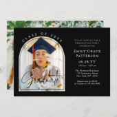 Invitation Photo Modern Arch Graduate Script Graduate Party (Devant / Derrière)