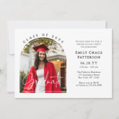 Invitation Photo Modern Arch Graduate Script Graduate Party (Devant)