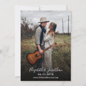 Invitation Photo Modern Guitar Musicien Mariage (Dos)