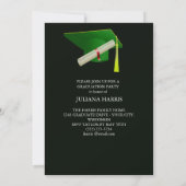 Invitation Photo Modern Script Green Casquette Party Graduati (Dos)