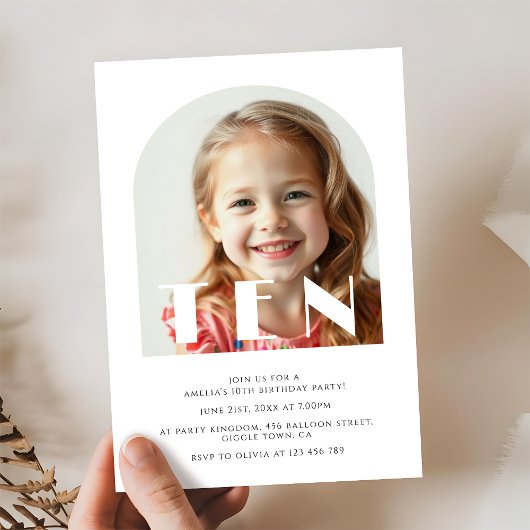 Invitation Photo moderne 10e anniversaire Elegant Arch