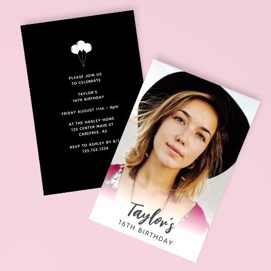 Invitation Photo moderne 16e anniversaire