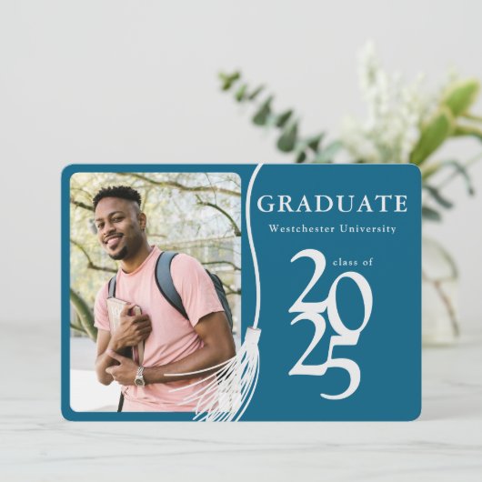 Invitation Photo moderne 2025 Blue Graduation Party Invitatio (Debout devant)