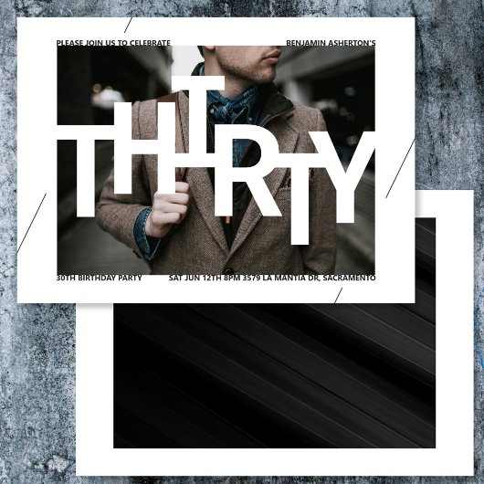 Invitation photo moderne 30e anniversaire
