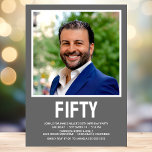 Invitation Photo moderne 50th Birthday Party<br><div class="desc">Cet homme moderne 50th Birthday Bold Type Photo Invitation est parfait pour célébrer l'homme dans votre vie qui a cinquante ans. Le mot "cinquante" est dans une fabuleuse police casquette en blanc sur gris. Vous choisissez la photo qui rend cette invitation unique à votre invité d'honneur. Les modèles sont très...</div>