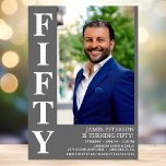 Invitation Photo moderne 50th Birthday Party<br><div class="desc">Cet homme moderne 50th Birthday Bold Type Photo Invitation est parfait pour célébrer l'homme dans votre vie qui a cinquante ans. Le mot "cinquante" est dans une fabuleuse police casquette en blanc sur gris. Vous choisissez la photo qui rend cette invitation unique à votre invité d'honneur. Les modèles sont très...</div>