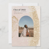 Invitation Photo Moderne Abstraite Gold Et Rose Graduate (Devant)