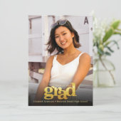 Invitation Photo moderne audacieuse noir gris de la fête élég (Debout devant)