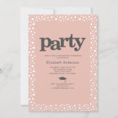 Invitation Photo moderne audacieuse pâle rose grise fête élég (Dos)