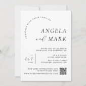 Invitation Photo moderne avec code QR Mariage noir et blanc (Devant)