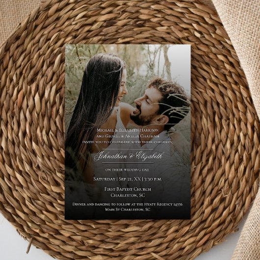 Invitation Photo moderne avec Mariage de recouvrement noir