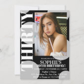 Invitation Photo moderne Black 30th Birthday Party (Devant)